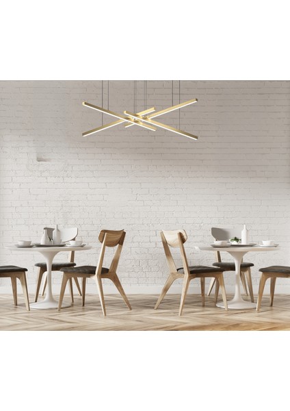 Sarkıt Led Avize Astrail 4 x 100 Cm Çubuk Avize Gold Boya Gün Işığı