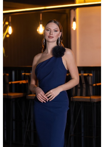 Tek Omuz Yırtmaçlı Uzun Abiye Elbise ABU4891