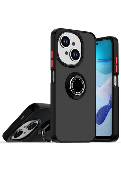 Tecno Spark Go 1 Uyumlu Kılıf Montreal Yüzüklü Mıknatıslı Kamera Korumalı Silikon Siyah