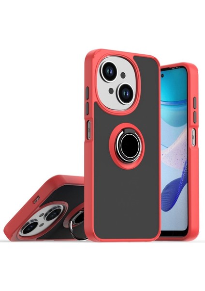 Tecno Spark Go 2025 Uyumlu Kılıf Montreal Yüzüklü Mıknatıslı Kamera Korumalı Silikon Kırmızı