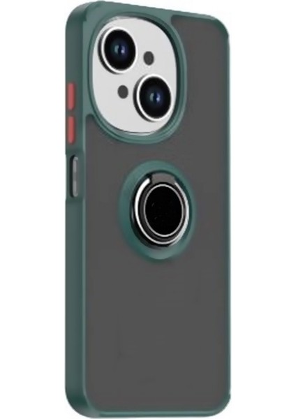 Tecno Spark Go 2025 Uyumlu Kılıf Montreal Yüzüklü Mıknatıslı Kamera Korumalı Silikon Koyu Yeşil