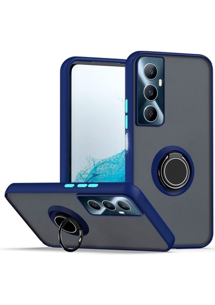 Realme C65 4g Uyumlu Kılıf Montreal Yüzüklü Mıknatıslı Kamera Korumalı Silikon Lacivert