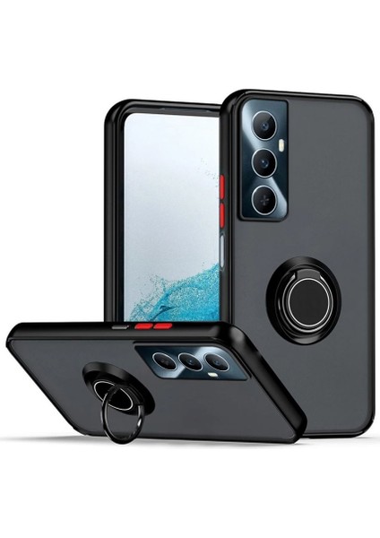Realme C65 4g Uyumlu Kılıf Montreal Yüzüklü Mıknatıslı Kamera Korumalı Silikon Siyah