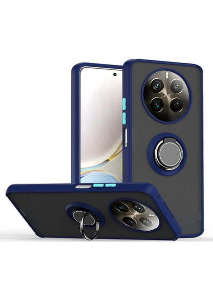 Realme 12 Pro Uyumlu Kılıf Montreal Yüzüklü Mıknatıslı Kamera Korumalı Silikon Lacivert