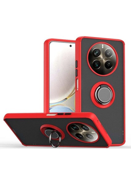 Realme 12 Pro Uyumlu Kılıf Montreal Yüzüklü Mıknatıslı Kamera Korumalı Silikon Kırmızı