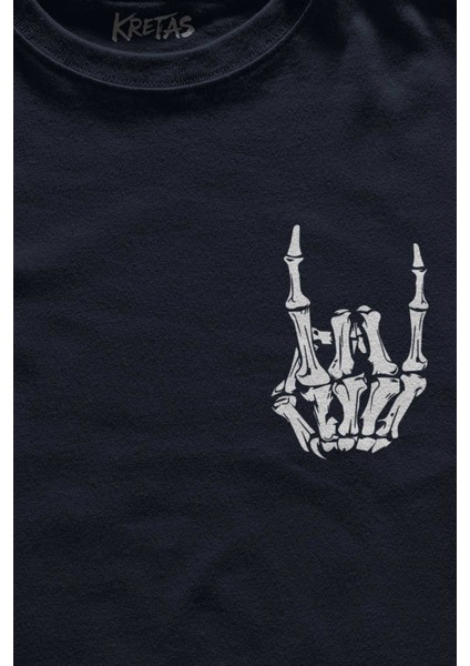 Unisex Lacivert T-Shirt Rock And Roll Music Sert Müzik Minimal Ön Baskılı Tişört fiyatları