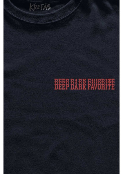 Unisex Lacivert T-Shirt Kuru Kafa Deep Dark Minimal Ön Baskılı Tişört fiyatları