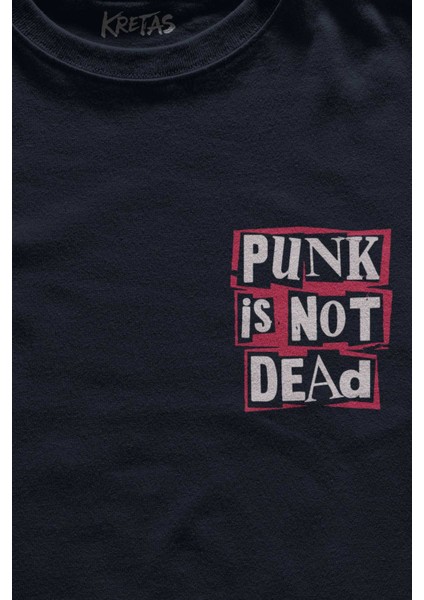 Unisex Lacivert T-Shirt Punk Is Not Dead Rock Grunge Music Müzik Minimal Ön Baskılı Tişört fiyatları