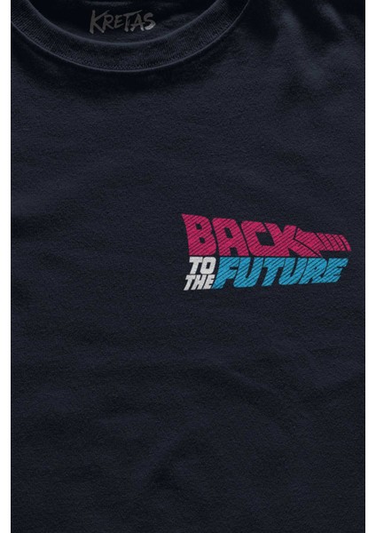 Unisex Lacivert T-Shirt Back To The Future Geleceğe Dönüş Uçan Kaykay Minimal Ön Baskılı Tişört fiyatları