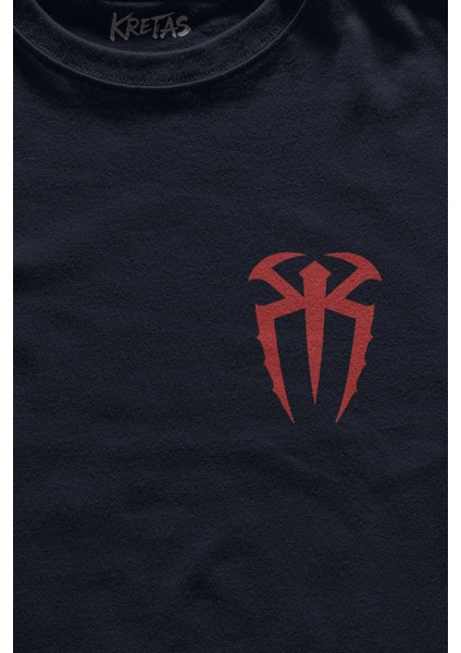 Unisex Lacivert T-Shirt Head Of The Table Roman Reigns Spor Gym Minimal Ön Baskılı Tişört fiyatları