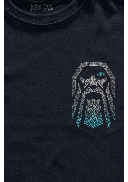 Lacivert Tişört Odin Vikings Vikingler Minimal Ön Baskılı Unisex T-Shirt fiyatları