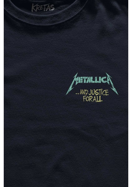 Unisex Lacivert T-Shirt Metallica And Justice For All Rock Metal Music Minimal Ön Baskılı Tişört fiyatları