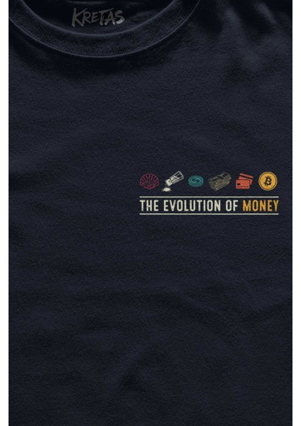 Unisex Lacivert T-Shirt The Evolution Of Money Bitcoin Be Rich Regular Fit Tişört fiyatları