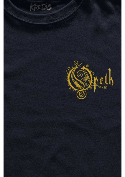 Unisex Lacivert T-Shirt Regular Fit Opeth Metal Music Minimal Ön Baskılı Tişört fiyatları