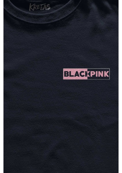 Lacivert Tişört Black Pink Logo Blackpink Minimal Ön Baskılı Tişört Unisex T-Shirt fiyatları
