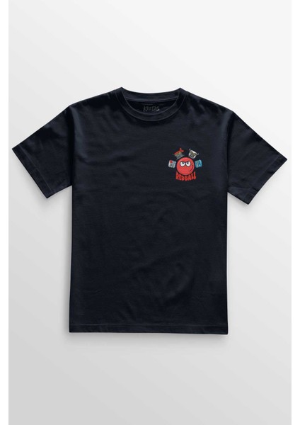 Lacivert Tişört Red Ball 4 Redball Kırmızı Top Crazy Minimal Ön Baskılı Unisex T-Shirt