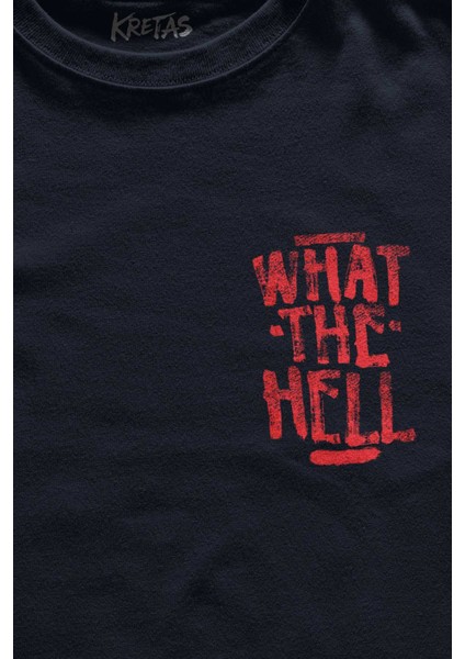 Unisex Lacivert T-Shirt What The Hell Yazı Minimal Baskılı Tişört fiyatları