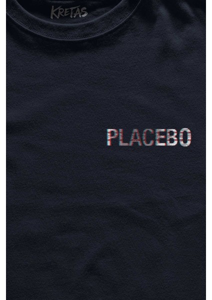 Unisex Lacivert T-Shirt Glitch Placebo Music Molko Rock Müzik Minimal Ön Baskılı Tişört fiyatları