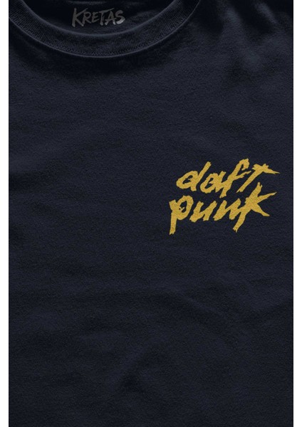 Unisex Lacivert T-Shirt Daft Punk Müzik Get Lucky Music Minimal Ön Baskılı Tişört fiyatları