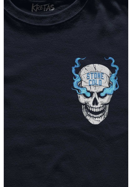 Unisex Lacivert T-Shirt Lacivert Stone Cold Wwe Fight Gym Spor Dövüş Minimal Ön Baskılı Tişört fiyatları
