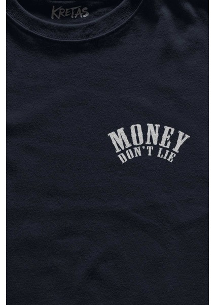 Unisex Lacivert T-Shirt Money Dont Lie Keep It 100 Dollars Usd Money Minimal Ön Baskılı Tişört fiyatları