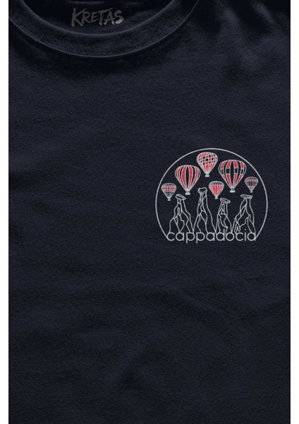Lacivert Tişört Kapadokya Nevşehir Peri Pacaları Cappadocia Minimal Ön Baskılı Unisex T-Shirt fiyatları