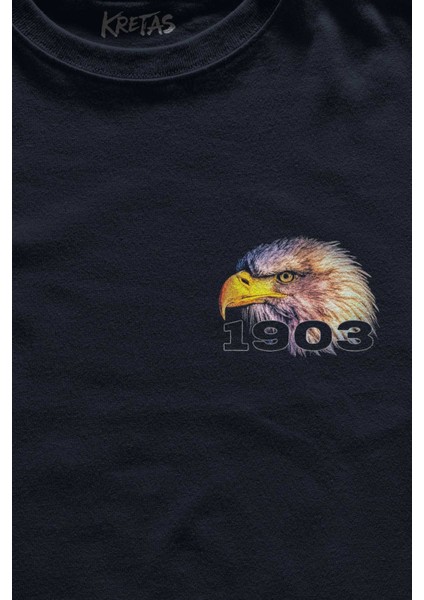 Unisex Lacivert T-Shirt Lacivert Kara Kartal Eagle Kafası Minimal Ön Baskılı Tişört fiyatları