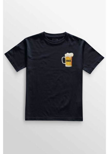 Lacivert Tişört Beer Week Friday Weekend Bira Alkol Hafta Sonu Tatili Ön Baskılı Unisex T-Shirt