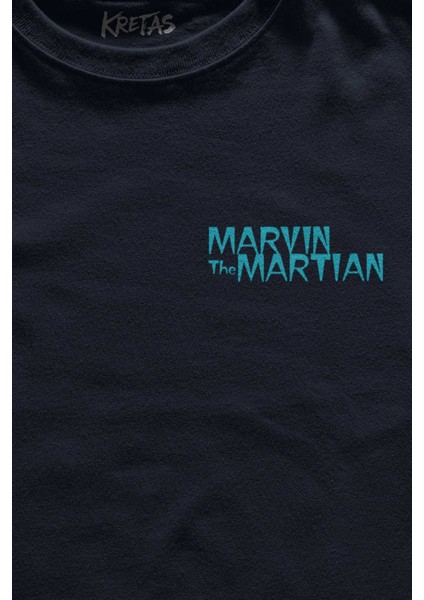 Lacivert Tişört Marvin The Martian Marslı Marvin Çizgi Film Minimal Ön Baskılı Unisex T-Shirt fiyatları