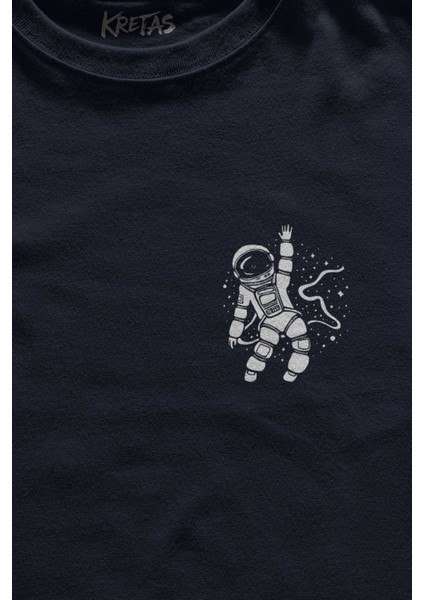 Unisex Lacivert T-Shirt Uzayda Sek Sek Oyun Seksek Astronot Cosmos Minimal Ön Baskılı Tişört fiyatları
