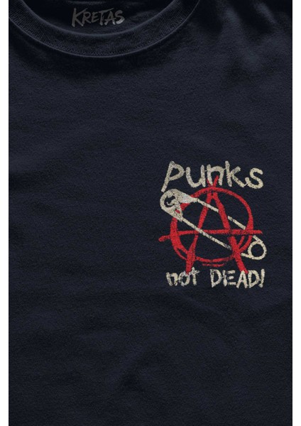 Unisex Lacivert T-Shirt Punk Is Not Dead Rock Sokak Street Culture Minimal Ön Baskılı Tişört fiyatları
