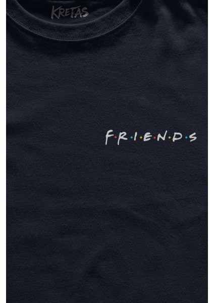 Unisex Lacivert T-Shirt Film Friends Yazı Minimal Ön Baskılı Tişört fiyatları