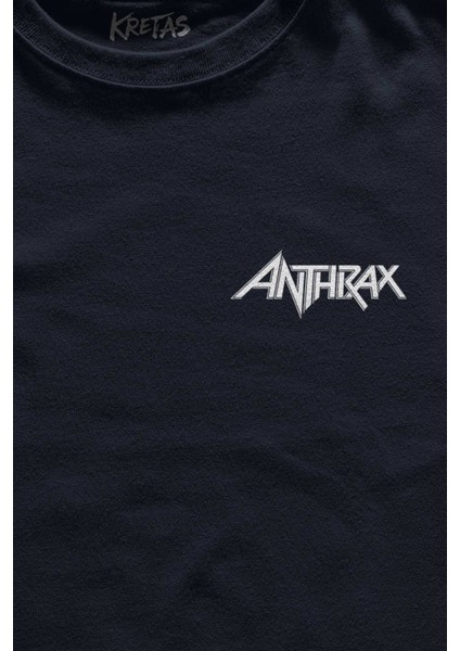 Unisex Lacivert T-Shirt Anthrax Thrash Metal Big Four Guitar Gitar Music Minimal Ön Baskılı Tişört fiyatları