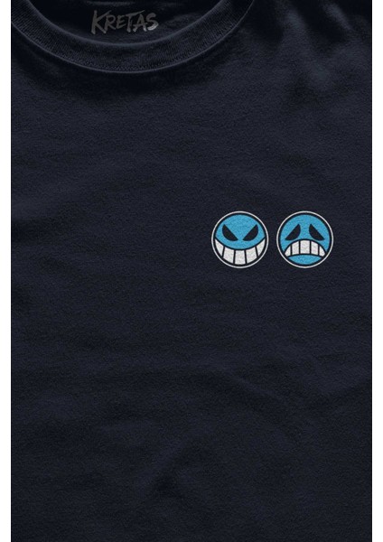 Unisex Lacivert T-Shirt Ace Fire Fist Whitebeard Pirates D. Ace One Piece Asce Ön Baskılı Tişört fiyatları