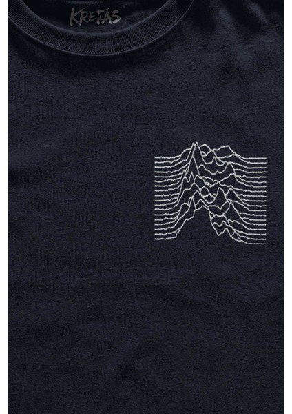 Unisex Lacivert T-Shirt Ses Dalgası Müzik Joy Division Çizgiler Minimal Ön Baskılı Tişört fiyatları