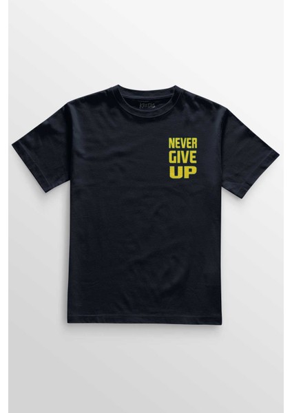 Lacivert Tişört Gym John Cena Wwe Never Give Up Amerikan Güreşi Ön Baskılı Tişört Unisex T-Shirt