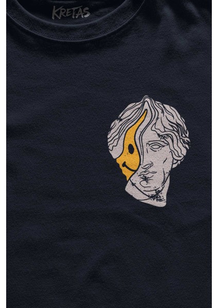 Lacivert Tişört Humanity Smiley Statue Neon Heykel 2k Urban Baskılı Unisex T-Shirt fiyatları