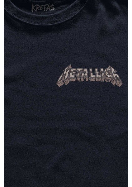 Lacivert Tişört Metallica New Yeni 2k Rock Metal Music Kırk James Lars Robert Baskılı Unisex T-Shirt fiyatları