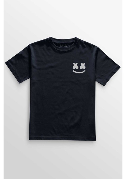 Lacivert Tişört Dj Marshmello Marsh Mello Fortnite Minimal Ön Baskılı Unisex T-Shirt