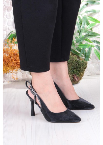 35388 Jena Simli Taş Büzgü Detaylı Önü Kapalı Arkası Açık Topuklu Kadın Ayakkabı modelleri