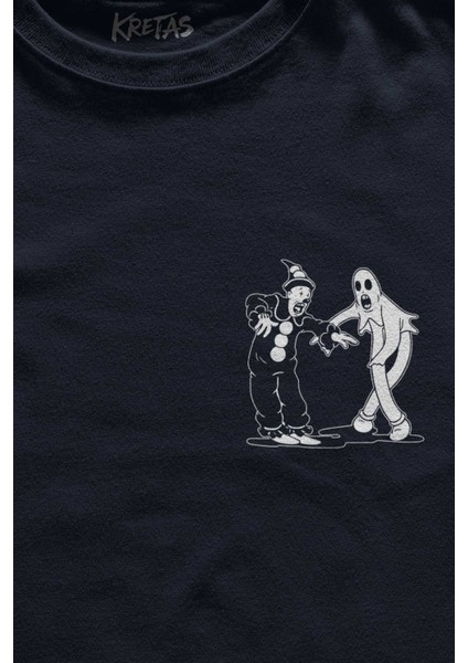 Unisex Lacivert T-Shirt Ghostmane Music Dans Müzik Palyaço Hayalet Minimal Ön Baskılı Tişört fiyatları