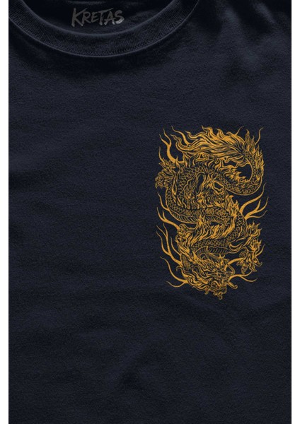 Lacivert Tişört Dragon Japanese Urban Drake Ejder Japonca Uzak Doğu Baskılı Unisex T-Shirt fiyatları