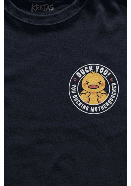 Unisex Lacivert T-Shirt Duck You Ducking Duck Funny Eğlenceli Sarı Civciv Minimal Baskılı Tişört fiyatları