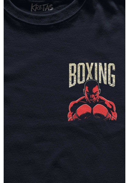 Unisex Lacivert T-Shirt Boks Boxing Punch Hard Think Fast Spor Fight Minimal Ön Baskılı Tişört fiyatları