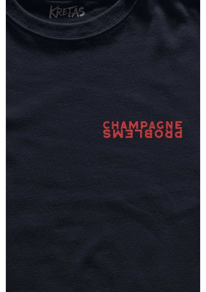 Unisex Lacivert T-Shirt Champagne Problems Taylor Swift Evermore Minimal Ön Baskılı Tişört fiyatları