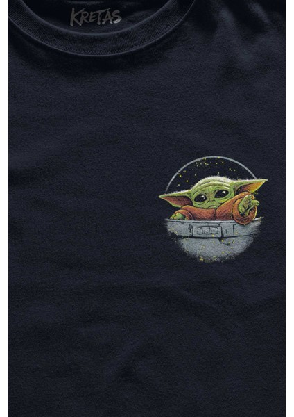Unisex Lacivert T-Shirt Baby On Board Yoda Star Wars Yeşil Bebek Mandalorian Minimal Ön Baskılı Tişört fiyatları