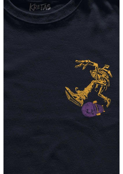 Unisex Lacivert T-Shirt Ninja Kaplumbağa Kaykay Tmnt Skate Sokak Minimal Ön Baskılı Tişört fiyatları