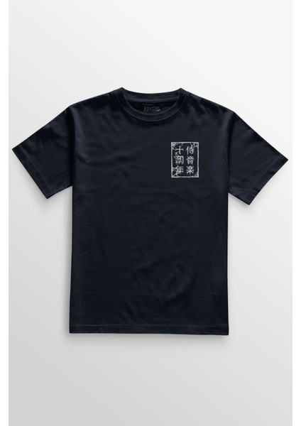 Lacivert Tişört Samurai Japanese Samuray Japonca Street Wear Urban Baskılı Unisex T-Shirt