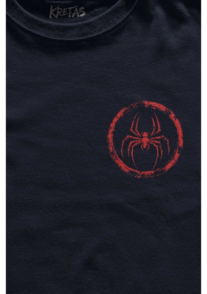 Unisex Lacivert T-Shirt Spider Örümcek Örümcek Adam Animal Gym Spor Minimal Ön Baskılı Tişört fiyatları