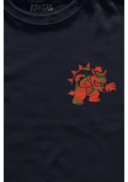 Lacivert Tişört Super Mario Bowser Japanese Poster Baskılı Unisex T-Shirt fiyatları
